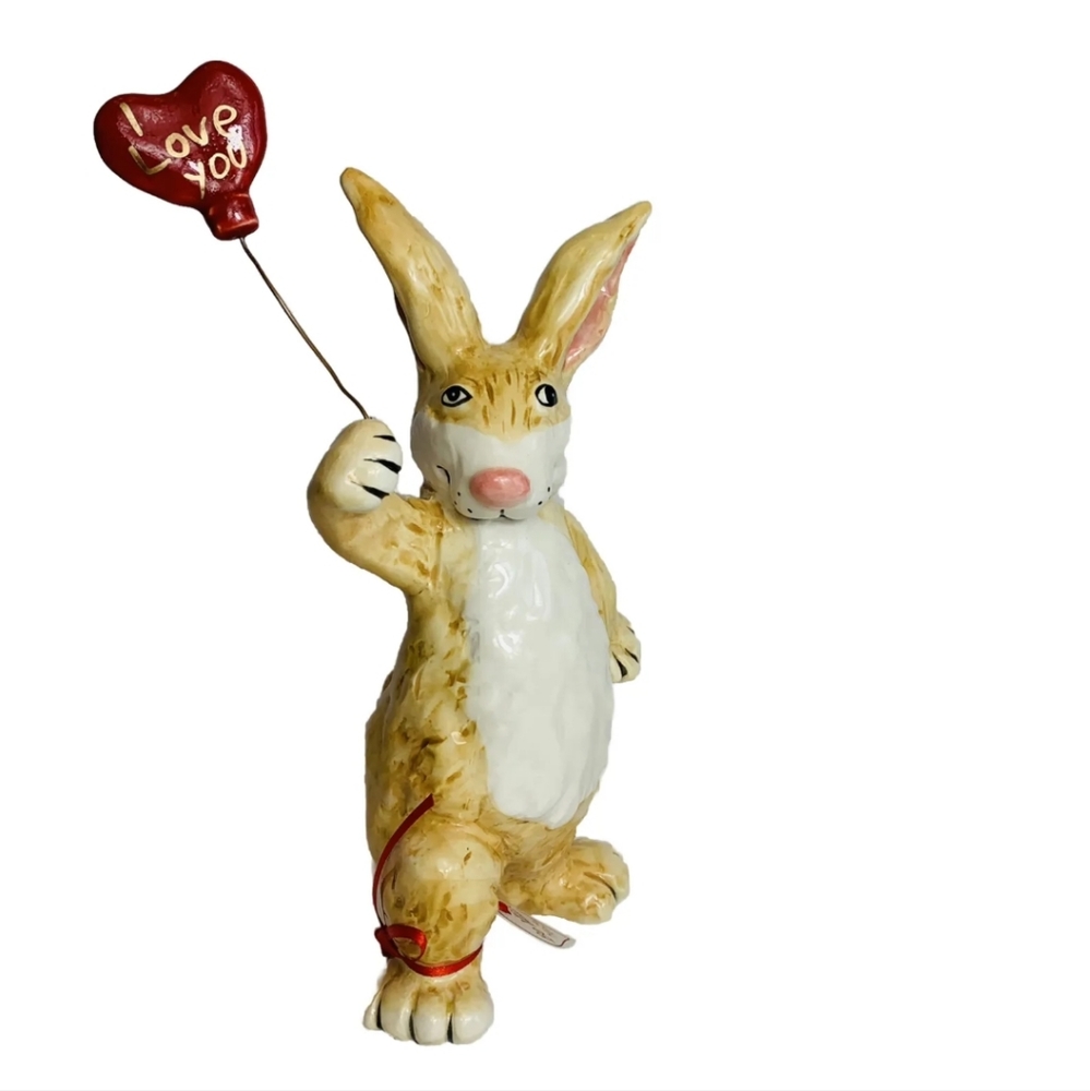 Blue Sky Clayworks Bunny Heart Balloon I Love You Valentines Easter Figurine
